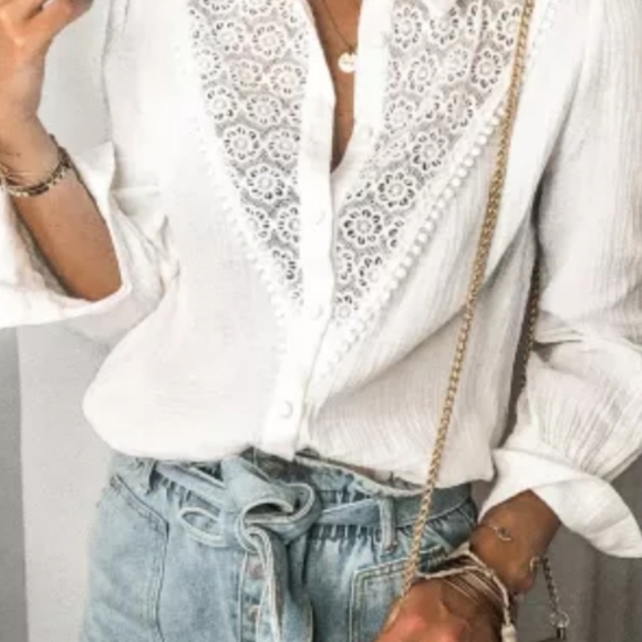 🔥New boutique lace spliced cotton top - Picture 5 of 12